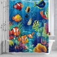 thumbnail image 2 of Ocean Tropical Bathroom Shower Curtain, Marine Life Colorful Clownfish Coral Seagrass Waterproof Washable Soft Bath Curtain for Bathtub Decor with 12 Hooks&Grommet, 60x72 Inch, 2 of 9