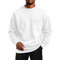 thumbnail image 5 of Men's Crewneck Sweatshirt Solid Color Pullover Top with Chest Pocket Relaxed Fit Casual Fall Sweatshirts, 5 of 6