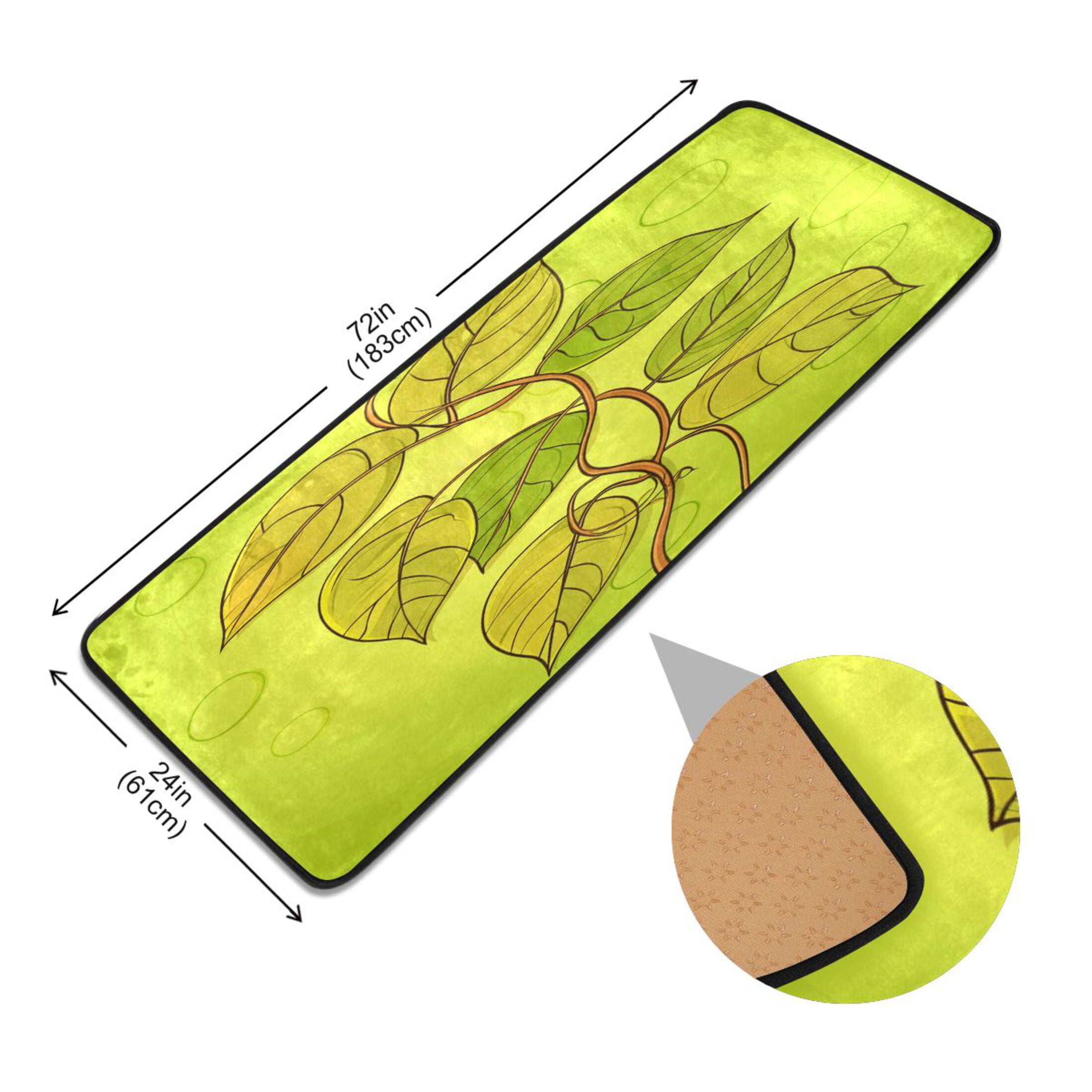 Yellow and Green Leaves 72x24" Runner Rug, Non-Slip Memory Foam Cushion, Anti-Crease for Hallways and Bedrooms