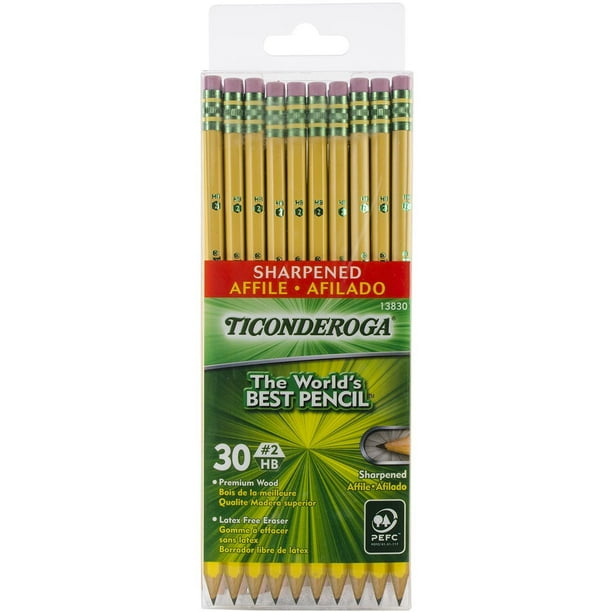 Dixon Ticonderoga WoodCased 2HB Pencils, PreSharpened, Box of 30