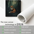 thumbnail image 4 of FLASHLUMI 8x12 Inch Impressionist Red Fox in Dark Forest Canvas Wall Art, Rustic Wildlife Decor for Living Room Bedroom, No Frame, 4 of 10