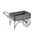 thumbnail image 2 of 24.4x12.6x15.4" Rustic Black Trolley Cart Plant Stand, Planter, 2 of 4