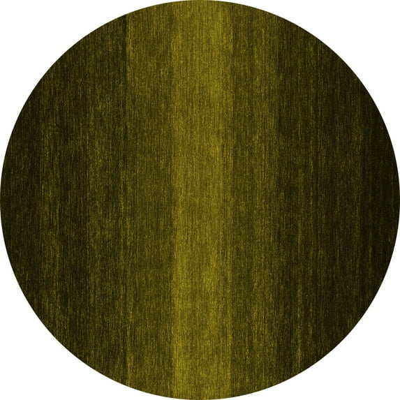 Ahgly Company Indoor Round Abstract Yellow Contemporary Area Rugs, 5' Round