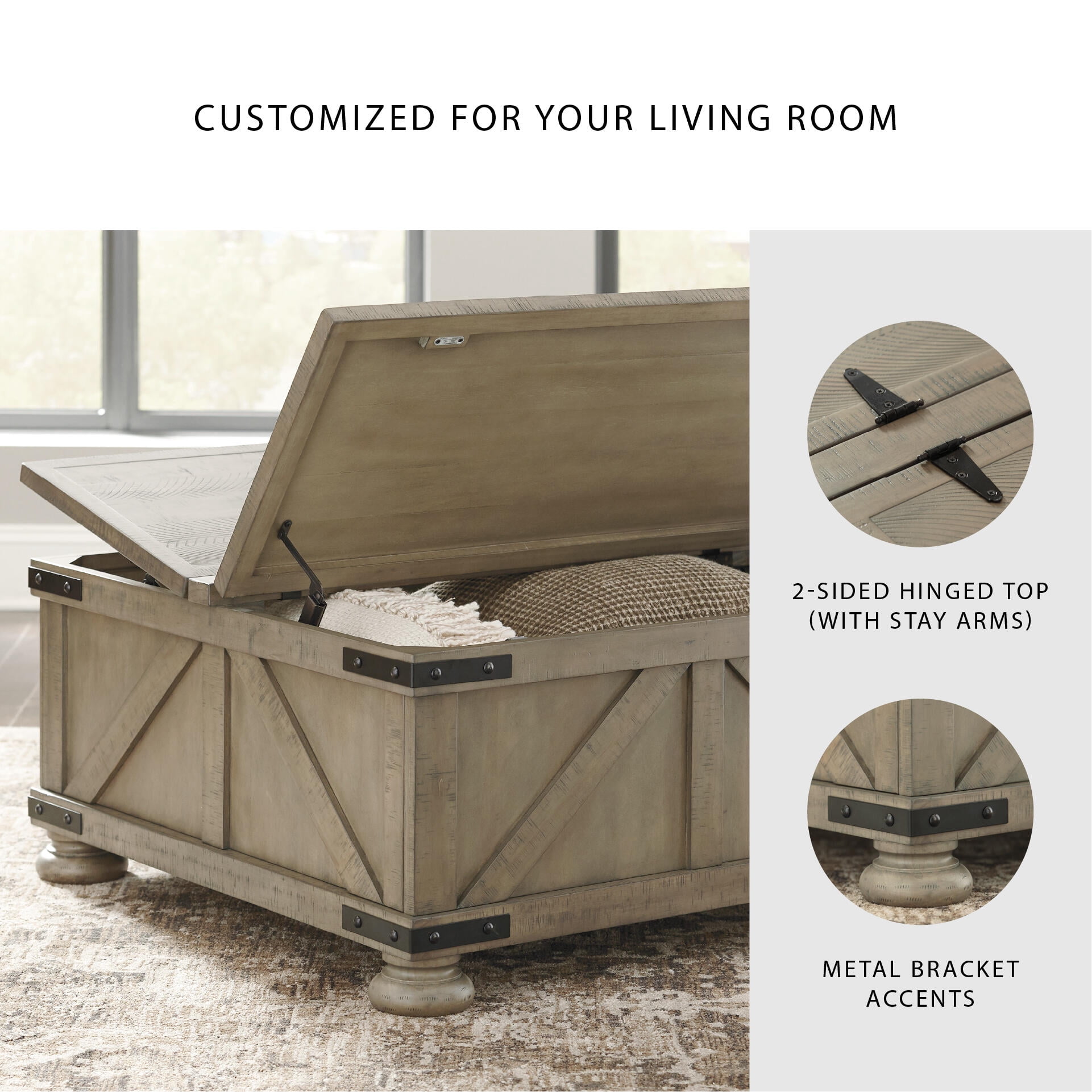 Signature Design by Ashley Casual Aldwin Coffee Table With Storage  Gray