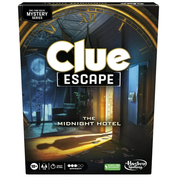 Clue Escape: The Midnight Hotel Board Game, 1-Time Solve Escape Room Games, Halloween Mystery Games, Ages 10 and Up