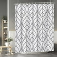 thumbnail image 3 of Gray Abstract Leaves Shower Curtain Artistical Stripes Creative Design Decorative Modern Fashion Simple Shower Curtains for Hotel Home Spa Bath Bathtubs Waterproof with Hooks 72x84 Inches, 3 of 6