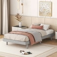 thumbnail image 5 of PAPROOS Twin Size Bed Frame, New Upgraded Wood Platform Bed with Strong Wooden Slats and Solid Wood Legs, Modern Floating Platform Bed Frame for Teens Adults, No Box Spring Needed, Gray, 5 of 9