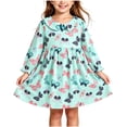 thumbnail image 2 of Wilark Girls Cotton Dress Printed Casual Long Sleeve Cute Fall A Line Dress Blue 8, 2 of 9