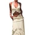 thumbnail image 3 of Women'S Maxi Skirt Set 2 Piece Outfits Sleeveless Strap Top Maxi Skirt Vacation Skirt Set Color L, 3 of 8