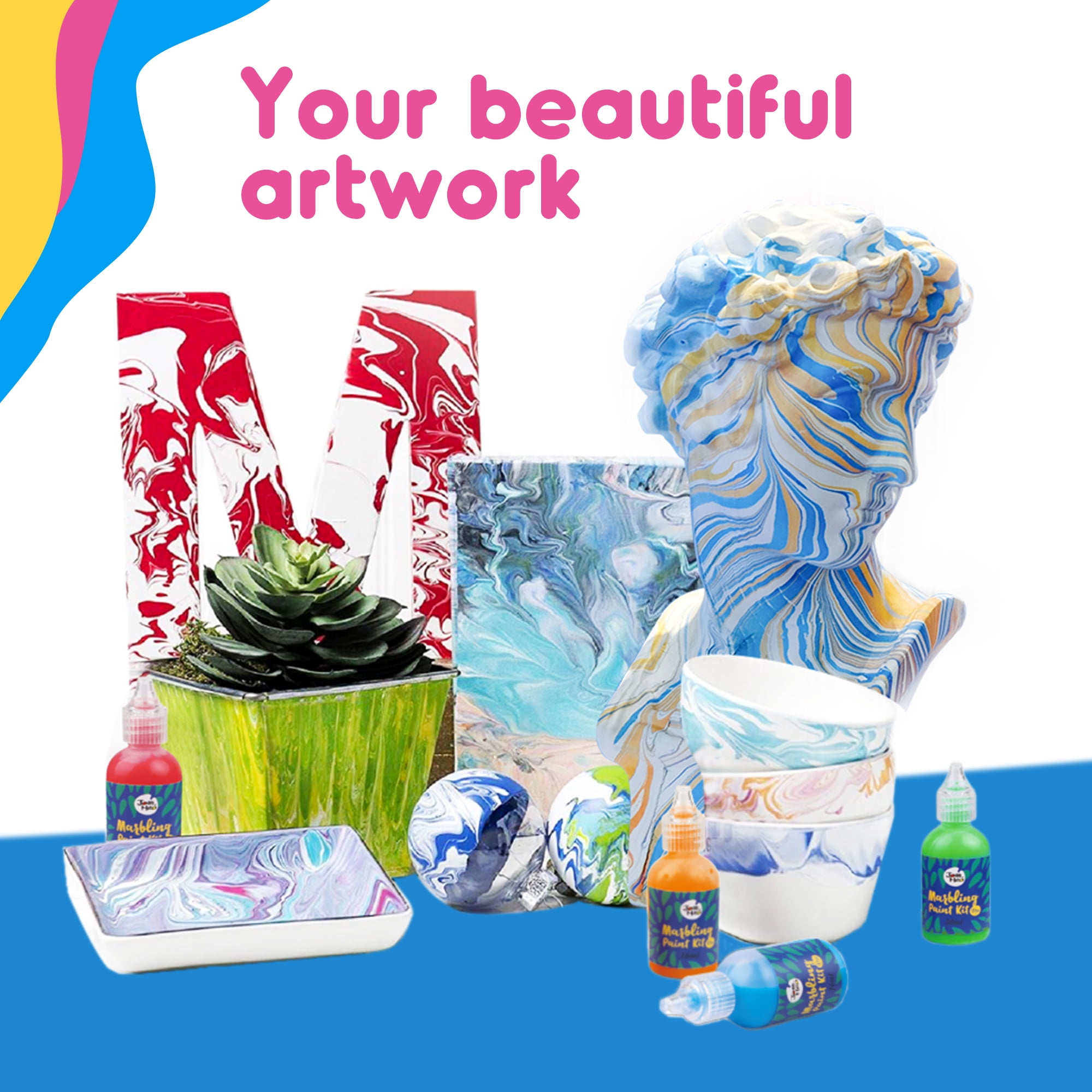 Arts & Crafts For Kids Ages 8-12, Water Marbling Paint Kit