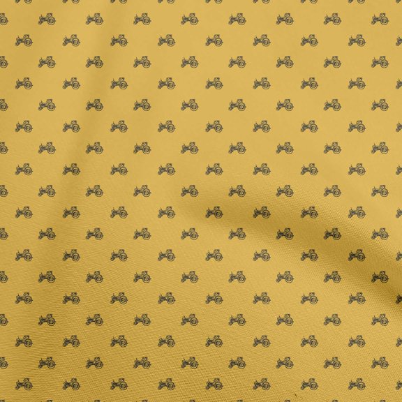 oneOone Cotton Cambric Mustard Yellow Fabric Tractor Craft Projects Decor Fabric Printed By The Yard 56 Inch Wide