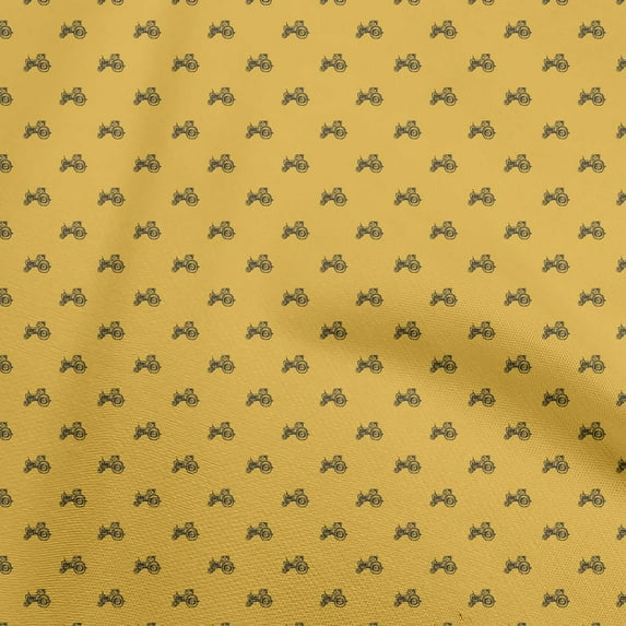oneOone Silk Tabby Mustard Yellow Fabric Tractor Sewing Fabric By The Yard Printed Diy Clothing Sewing Supplies 42 Inch Wide