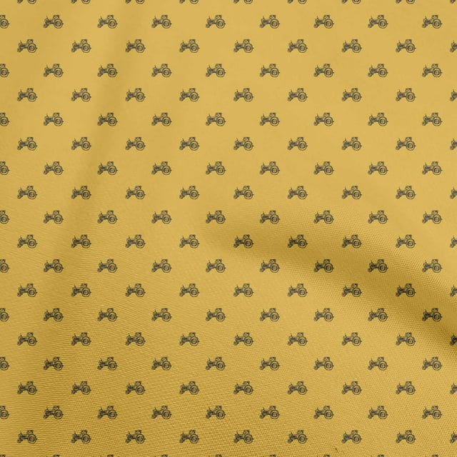 oneOone Rayon Mustard Yellow Fabric Tractor Fabric For Sewing Printed Craft Fabric By The Yard 56 Inch Wide