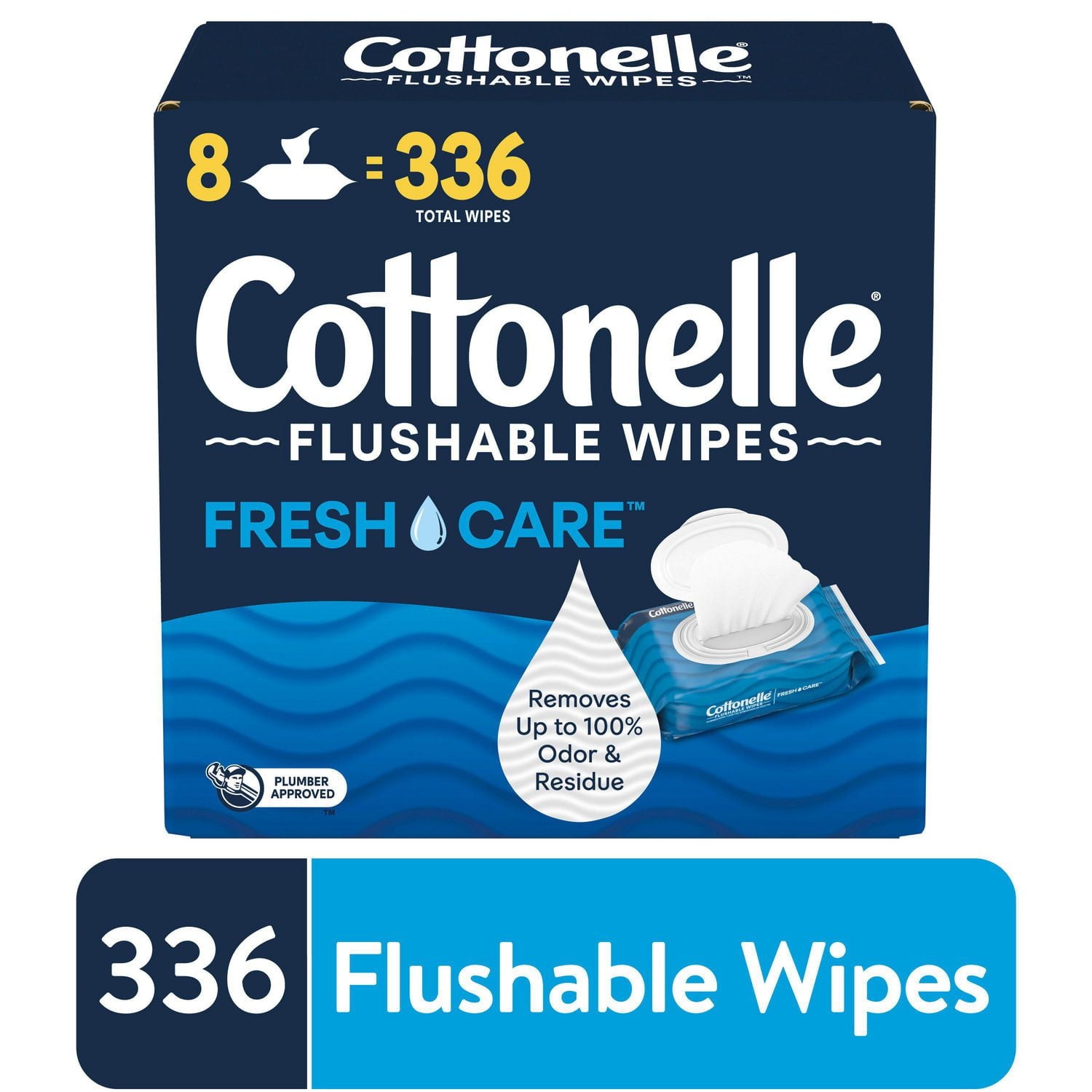 Cottonelle Flushable Wet Wipes Flip-Top Pack, 336 Count