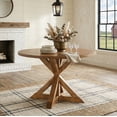 thumbnail image 6 of Roundhill Furniture Windvale Cross-Buck Base Dining Table, Oak, 6 of 10