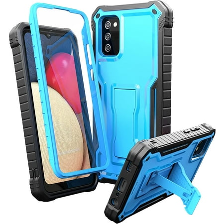 ExoGuard For Samsung Galaxy A02S Case, Phone Case with Screen Protector and Kickstand (Blue)