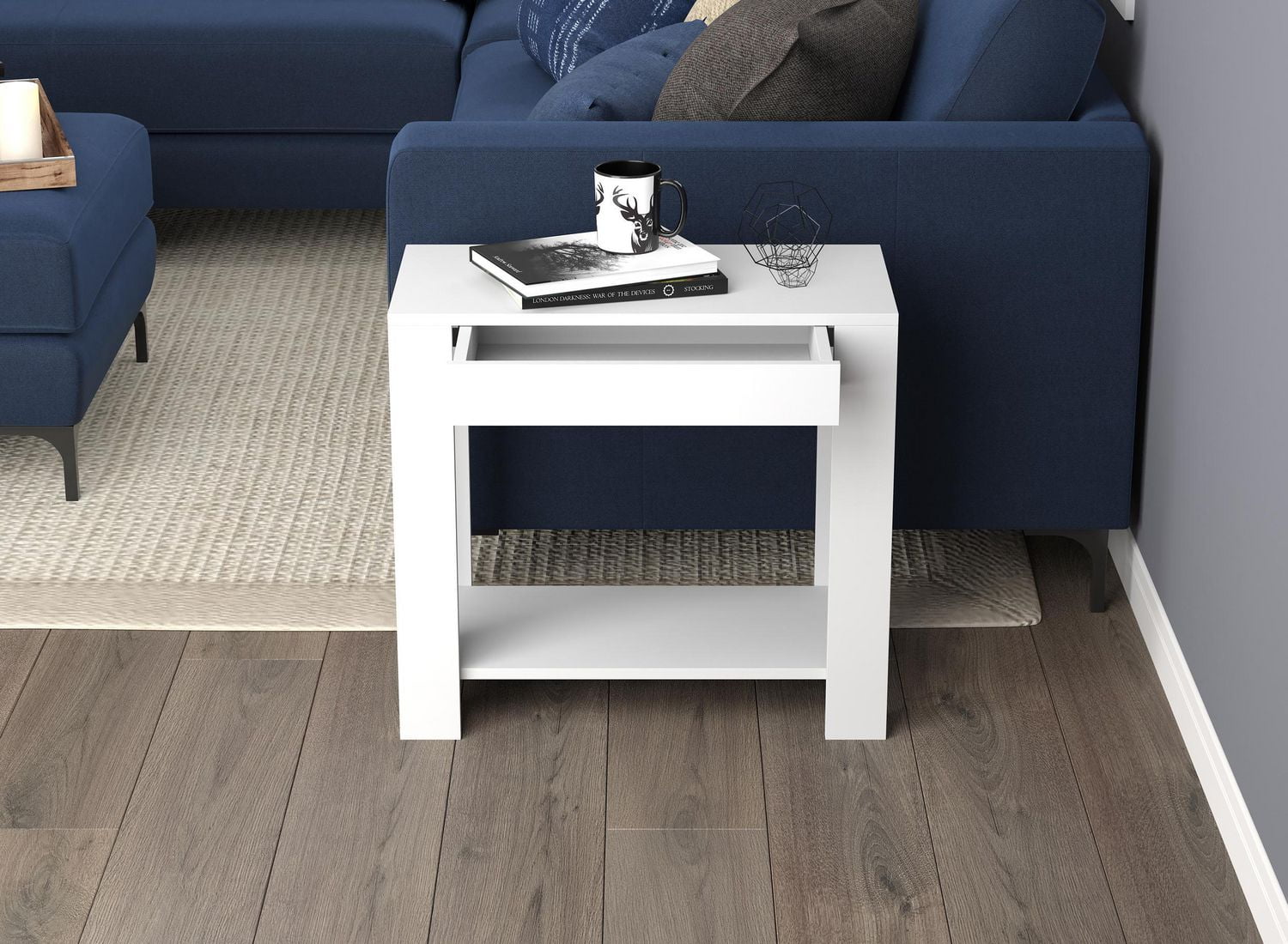 Safdie & Co. Table D'appoint Blanche Avec Tirroir