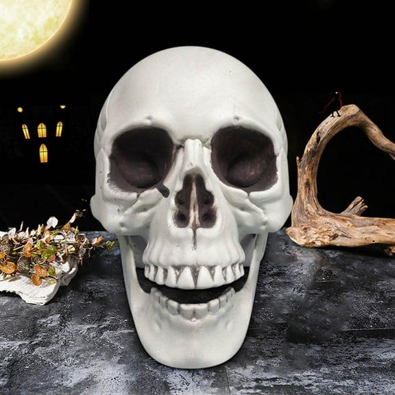 Outoloxit Oversized Plastic Skull Headbone, Spooky Halloween Decoration Prop for Garden Graveyard Bar Themed Events Setup