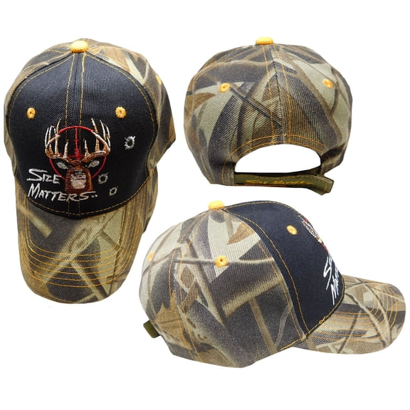 Hunter Hunting Size Matters Buck Deer Black Camo Embroidered Cap Hat
