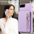 thumbnail image 6 of Feishell for iPhone 7 Plus/iPhone 8 Plus Crossbody Wallet Phone Case with Hand Strap & Shoulder Strap,Premium PU Leather RFID Blocking Card Slots Zipper Pocket Back Purse Kickstand Phone Case,Purple, 6 of 12
