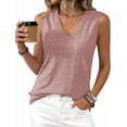 thumbnail image 3 of BTFBM Womens Tank Tops Summer Eyelet Crossed V Neck Sleeveless Casual Loose Fit Basic Spring Top Vacation Outfits, 3 of 7