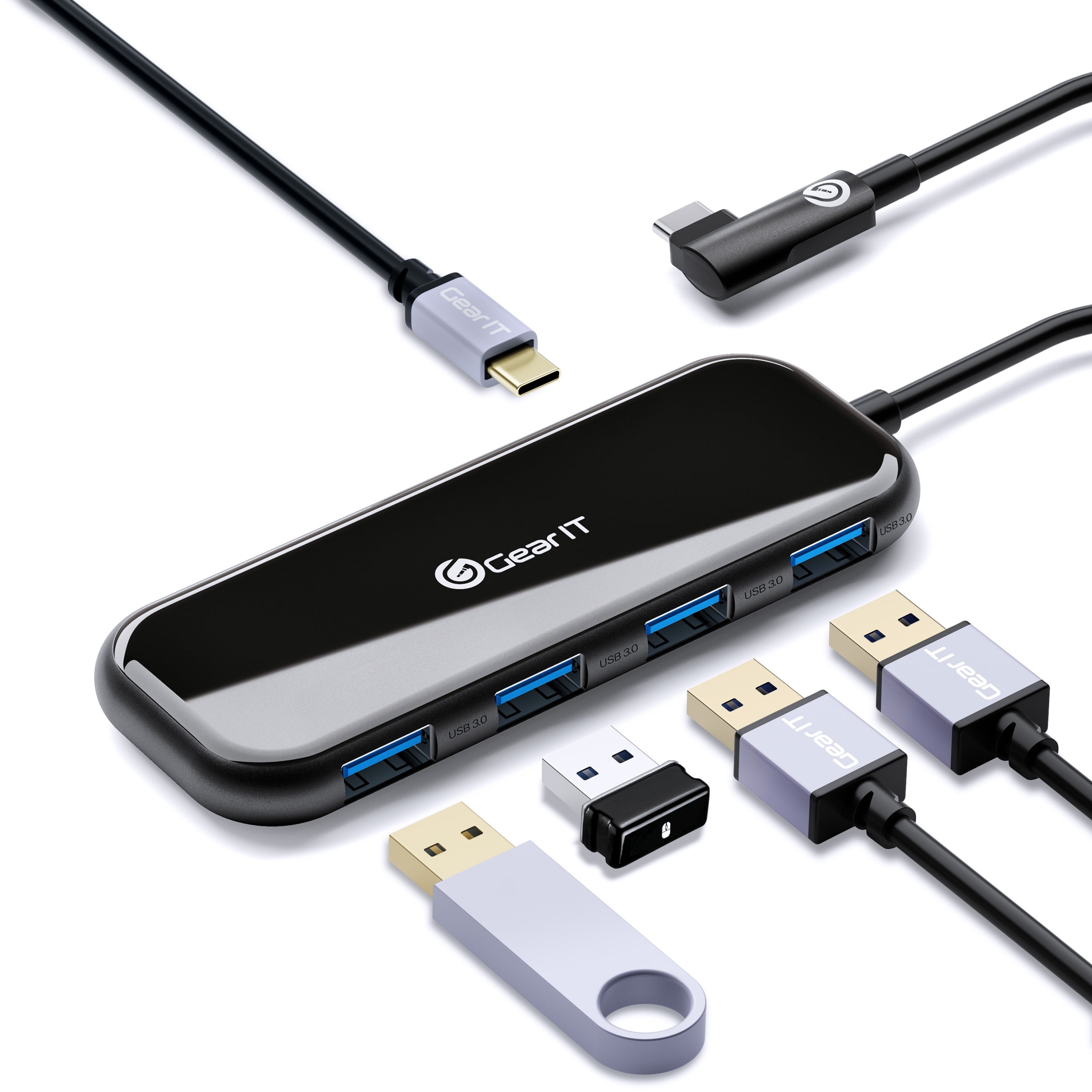 GearIT USB C Hub, 5in1 Type C to USB 3.0 Hub with 100W USBC PD Power Delivery, 4 USB 3.0 for