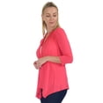 thumbnail image 2 of Simply Ravishing Women's Basic Assymetrical 3/4 Sleeve Open Drape Cardigan, 3X, Coral, 2 of 5
