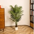 thumbnail image 3 of 5ft Artificial Palm Plant in White Planter, Fake Palm Tree, Faux Plant for Indoor Outdoor Modern Decoration Dypsis Lutescens Plants in Pot for Home Office, 3 of 6