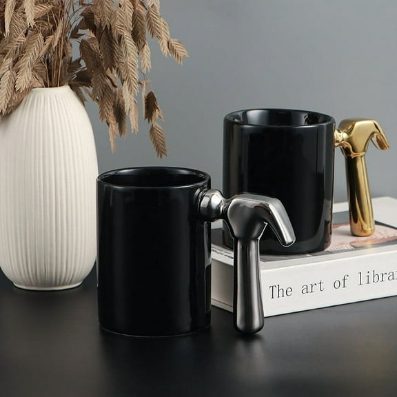 Eolstice Handle Ceramic Mug, Electroplated Gold Coffee Mug, For Home Office Kitchen Use, Gift Giving Present, Sturdy Cup, Everyday Drinkware(Silver)