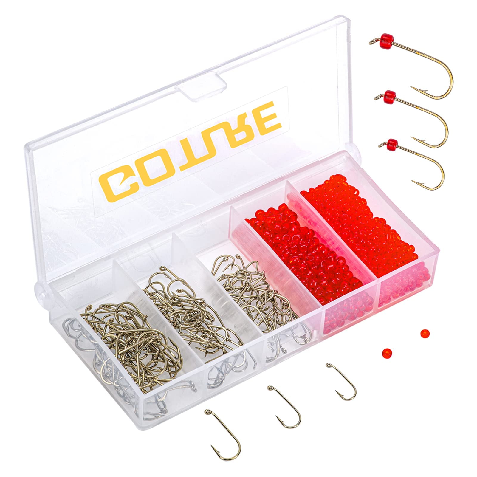 Goture 120PCS Fly Barb Fishing Hooks with Components Box