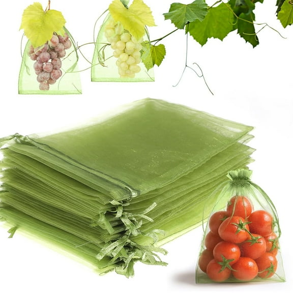 50pcs Fruit Protection Bags for Fruit Trees, Fruit Mesh Grape Bags, Fruit Cover Bags for Protection Veggies Garden