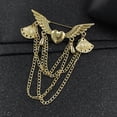 thumbnail image 5 of SmartBy Retro Angel Wing Heart Shirt Suit Collar Tip Lapel Brooch Pin with Chain Tassel, 5 of 7