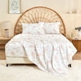 thumbnail image 1 of HITIME Juego de Sábanas Tamaño Matrimonial 4 Piezas Incluye 1 Sábana Plana, 1 Ajustable & 2 Funda de Almohada, Suave Microfibra de Poliéster, Diseño Estampado Moderno Fresco y Transpirable, 1 of 9