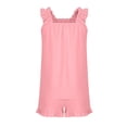 thumbnail image 5 of mgoYE Girl Clothes Size 7-8 Girls Summer Clothes Girl Outfits Print Ruffle Sleeveless Top + Casual Short 2 Piece Cute Clothing Set(Pink,13-14 Years), 5 of 7
