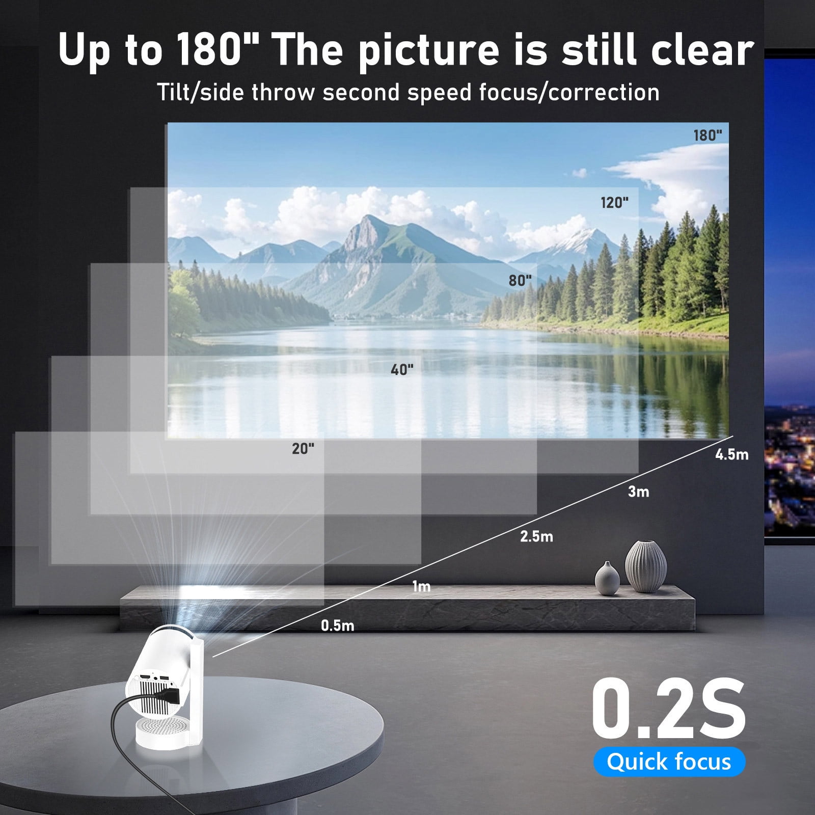 COM1950s Portable Projector 4K with Telescopic Stand,Android 13 Smart Mini Projector,Built-In 5G Wifi Bluetooth Speaker,Home Theater Movie Projector for Indoor Outdoor Use