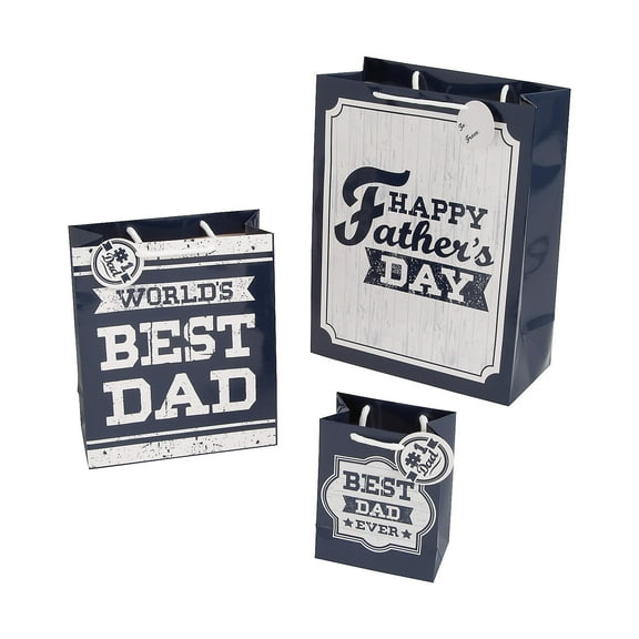 5 1/2", 13" Best Dad Gift Bag Assortment with Gift Tags, Party Supplies, 12 Pieces