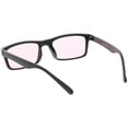 thumbnail image 4 of Retro Horn Rimmed Rectangle Sunglasses Wide Arms Color Tinted Lens 52mm (Black / Pink), 4 of 4