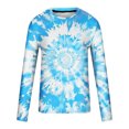 thumbnail image 5 of Mens Shirts Printed Long Sleeved Tie-dye Round Neck Casual Sweatshirts Top,Blouse for Men Blue2 M, 5 of 5