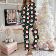 thumbnail image 2 of Pajamas for Women – Silk Short Set for Home & Travel Women's Christmas Santa Print Button Pocket Long Sleeve Trousers Home Pajama Set, 2 of 5
