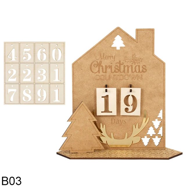 Calendario de Cuenta regresiva navideño de madera, Calendario de Adviento, decoración de árbol de Navidad hueco, adorno de escritorio 2024