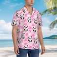 thumbnail image 5 of Daiia Funny Panda Draws A Heart Hawaiian Shirt for Men Gentle Cotton Regular Short Sleeve Casual-Small, 5 of 9