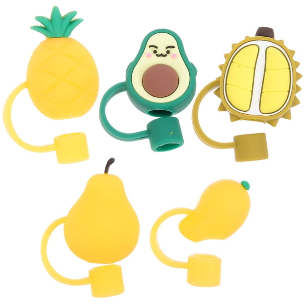 5 tapas reutilizables para pajitas, tapones para extremos de pajitas, protectores para extremos de pajitas y decoraciones para pajitas.