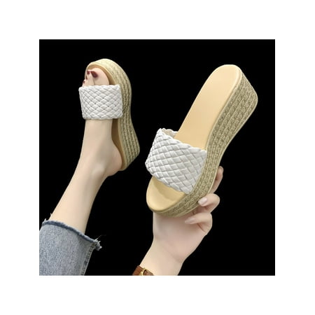 

UKAP Women s Espadrilles Increase Height Beach Shoes Slipper Summer Sandals Casual