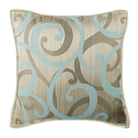 Cushion Cover For Chair, Blue Couch Pillow Cases 16x16 inch (40x40 cm), Jacquard Designer Throw Pillow Covers, Abstract, Scrolls, Pattern, Contemporary - Scrolling All The Way Blue