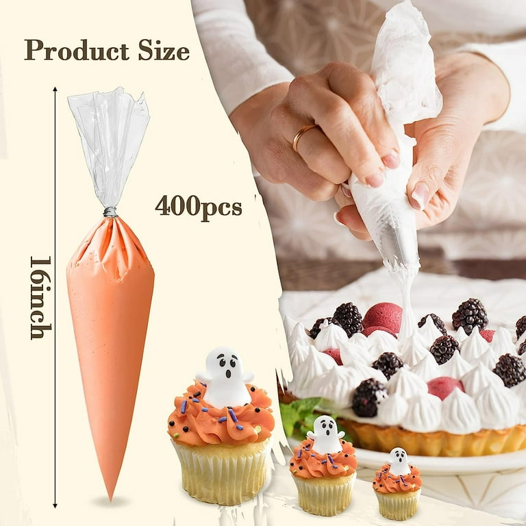 400 Pieces Disposable Piping Bags 16 Inch Anti-burst Pastry Icing