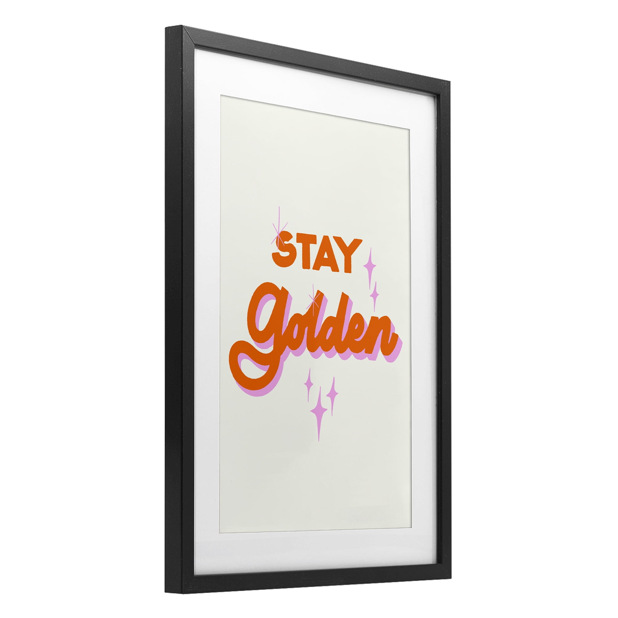 Stupell Industries Stay Golden Retro Letters Black Framed Print Under Glass, design by Indira Prieto | IndySign