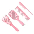 thumbnail image 4 of 5 uds cepillo para desenredar masaje del cuero cabelludo pelo liso peine hueco cepillo de pelo de cola de rata conjunto rosa, 4 of 5