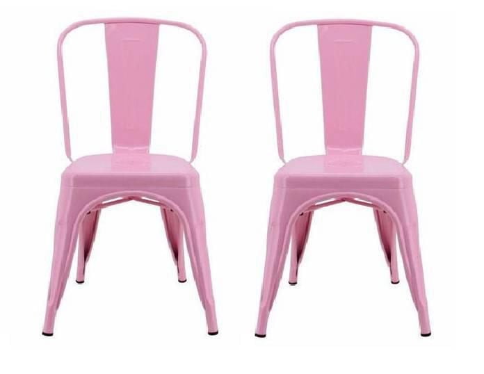 "<br>Roch sans accoudoirs (enduit de poudre) en rose clair Ensemble de 2