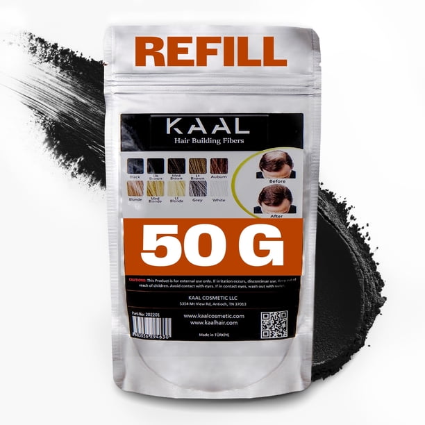 Paquete de recambio de fibra capilar KAAL | (1.76 oz Marrón oscuro) Corrector de cabello para áreas adelgazadas Polvo texturizador de cabello para hombres y mujeres
