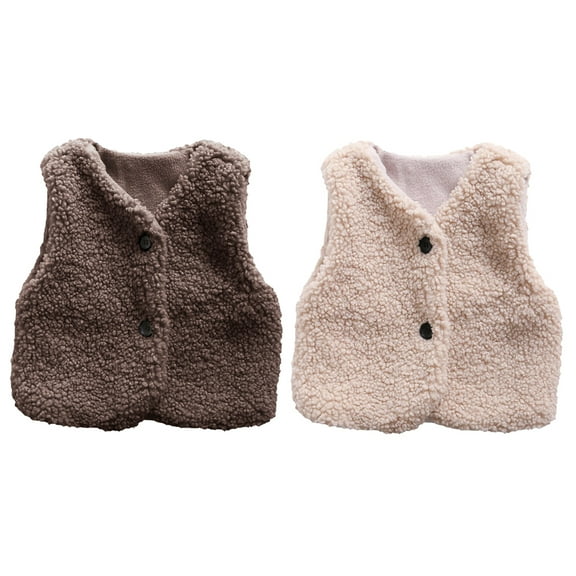 URMAGIC Girls Sherpa Fleece Vests Outerwear Sleeveless Button Warm Kids Jacket 1-6 Years